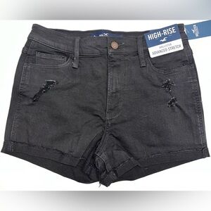 Hollister Women's Black High-Rise Advanced Stretch Jean Shorts